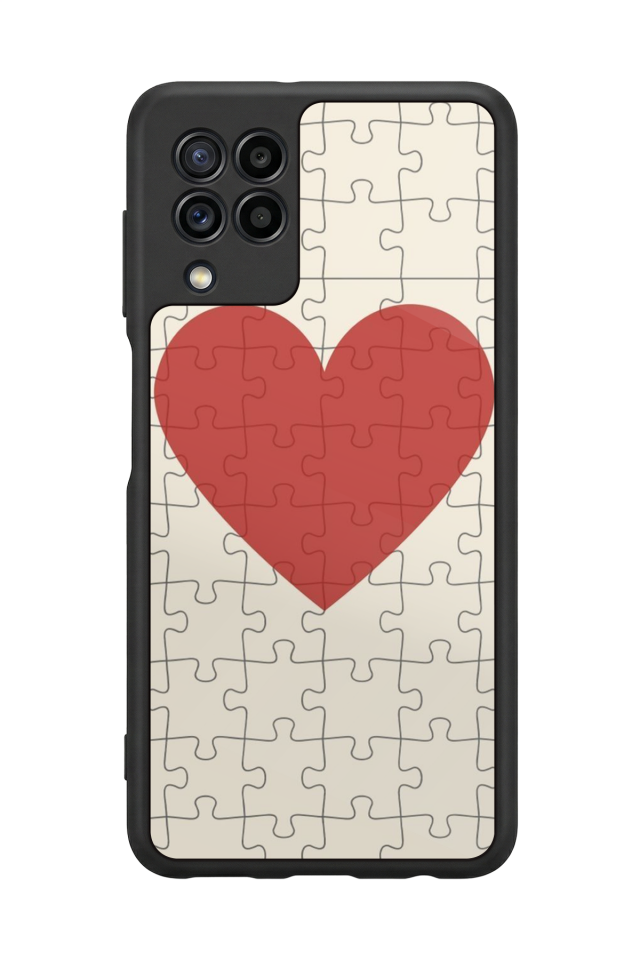 Samsung Galaxy M22 Uyumlu Kalp Love Tasarımlı Glossy Premium Kılıf