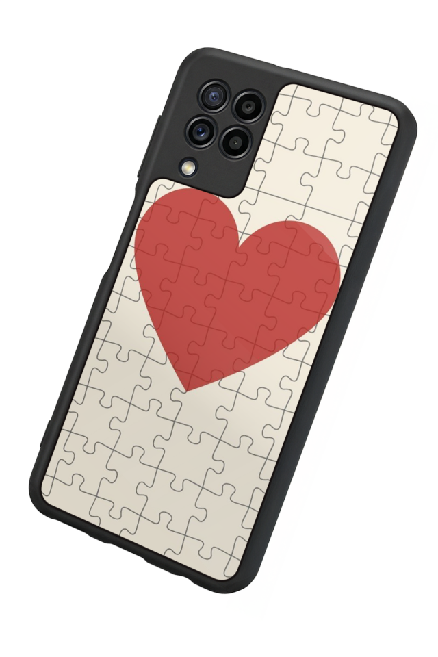 Samsung Galaxy M22 Uyumlu Kalp Love Tasarımlı Glossy Premium Kılıf