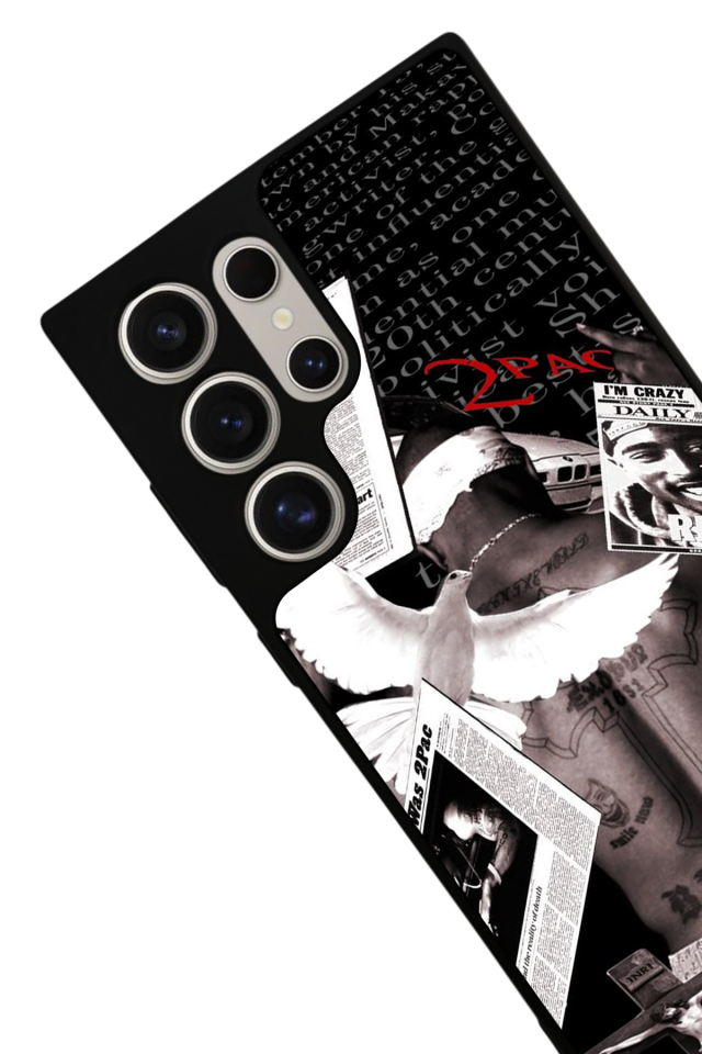 Samsung Galaxy S22 Ultra Uyumlu Tupac Tasarımlı Glossy Premium Kılıf