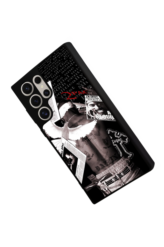 Samsung Galaxy S22 Ultra Uyumlu Tupac Tasarımlı Glossy Premium Kılıf