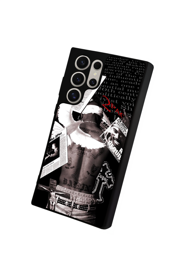 Samsung Galaxy S22 Ultra Uyumlu Tupac Tasarımlı Glossy Premium Kılıf