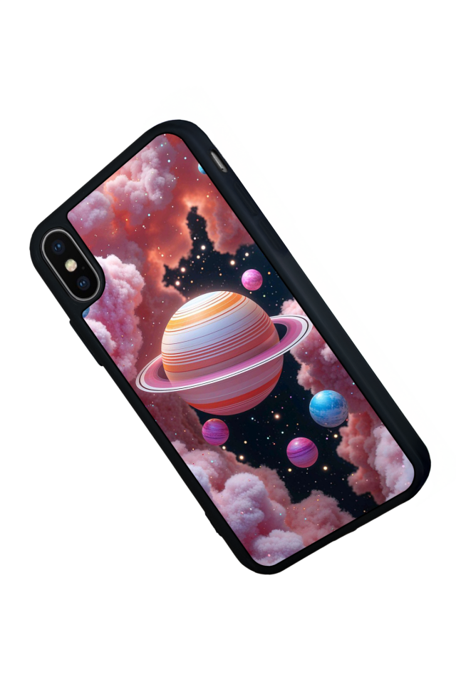 iPhone X/ XS Uyumlu Uzay Tasarımlı Glossy Premium Kılıf