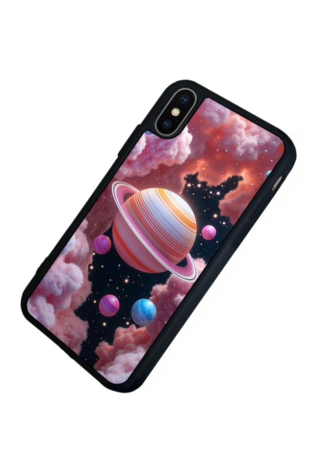 iPhone X/ XS Uyumlu Uzay Tasarımlı Glossy Premium Kılıf