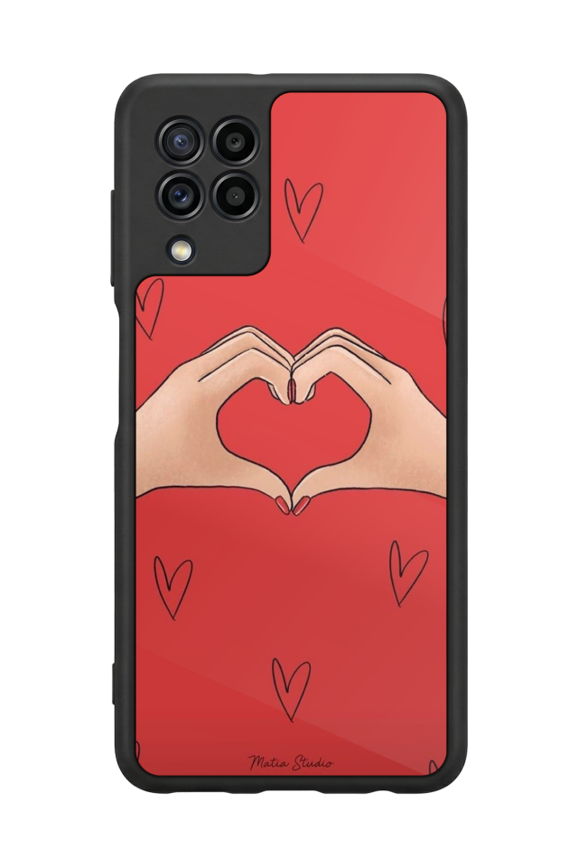 Samsung Galaxy M22 Uyumlu Kalp Love Tasarımlı Glossy Premium Kılıf