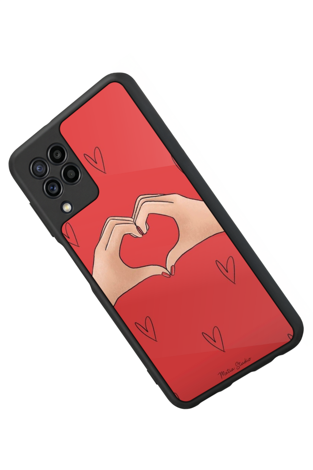 Samsung Galaxy M22 Uyumlu Kalp Love Tasarımlı Glossy Premium Kılıf
