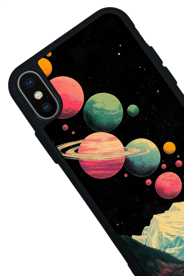 iPhone X/ XS Uyumlu Uzay Tasarımlı Glossy Premium Kılıf