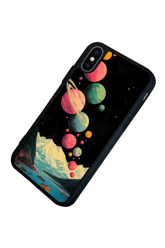iPhone X/ XS Uyumlu Uzay Tasarımlı Glossy Premium Kılıf