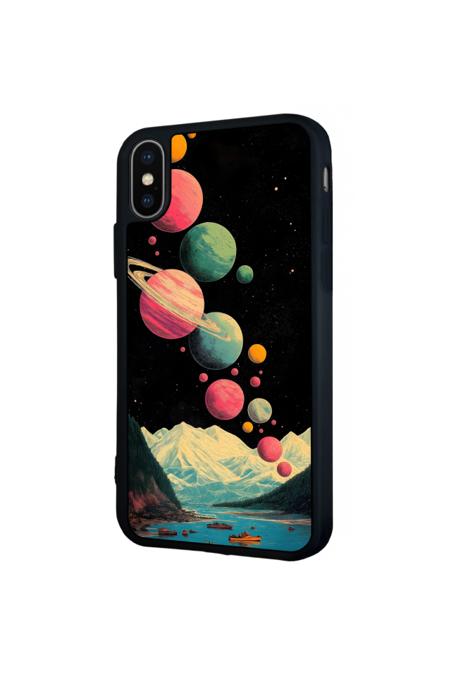 iPhone X/ XS Uyumlu Uzay Tasarımlı Glossy Premium Kılıf