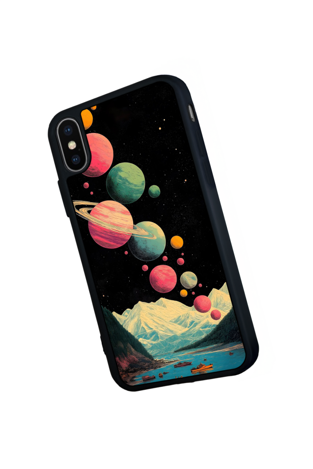 iPhone X/ XS Uyumlu Uzay Tasarımlı Glossy Premium Kılıf
