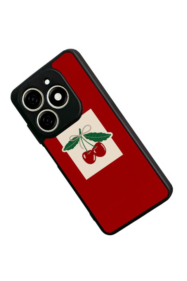 Tecno Spark 20/20C Uyumlu Kiraz Tasarımlı Glossy Premium Kılıf