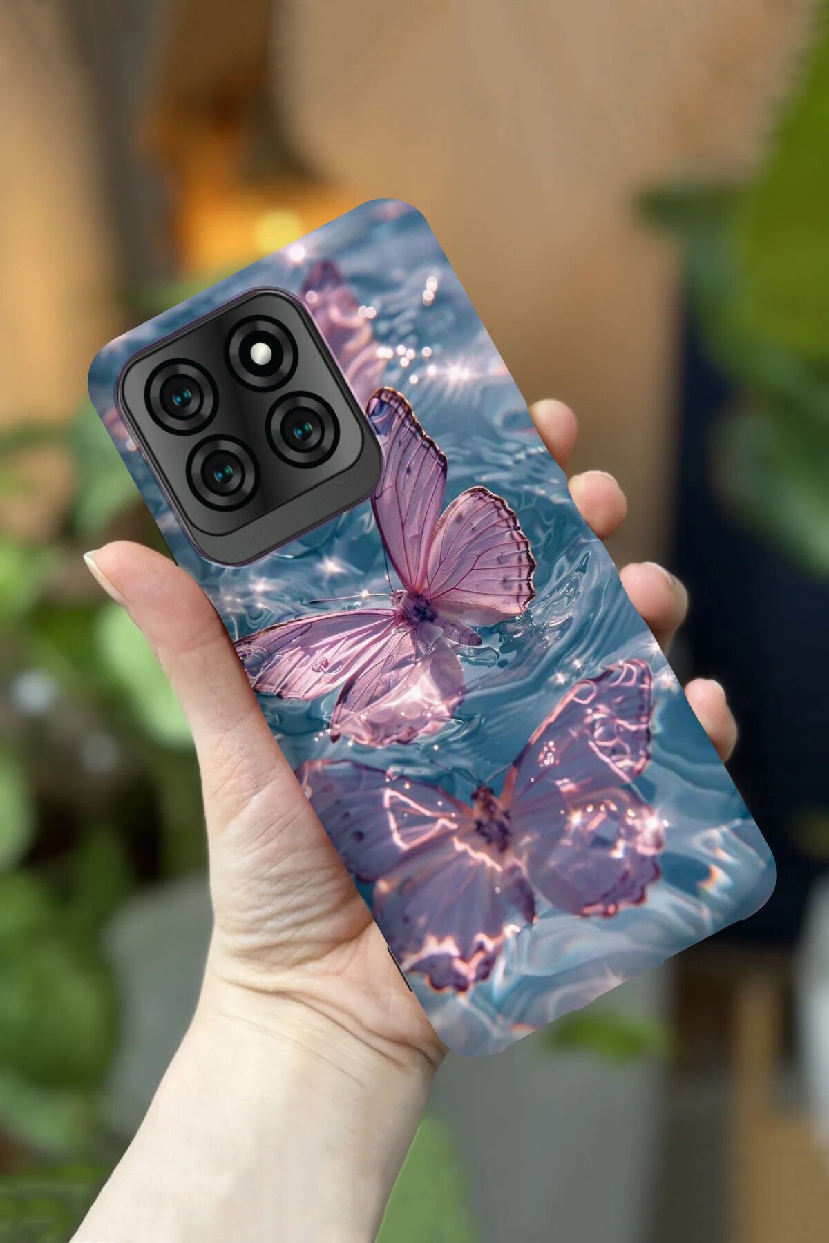 Reeder S71 Uyumlu Kamera Korumalı Pembe Kelebek Desenli HD Baskılı Silikon Kılıf