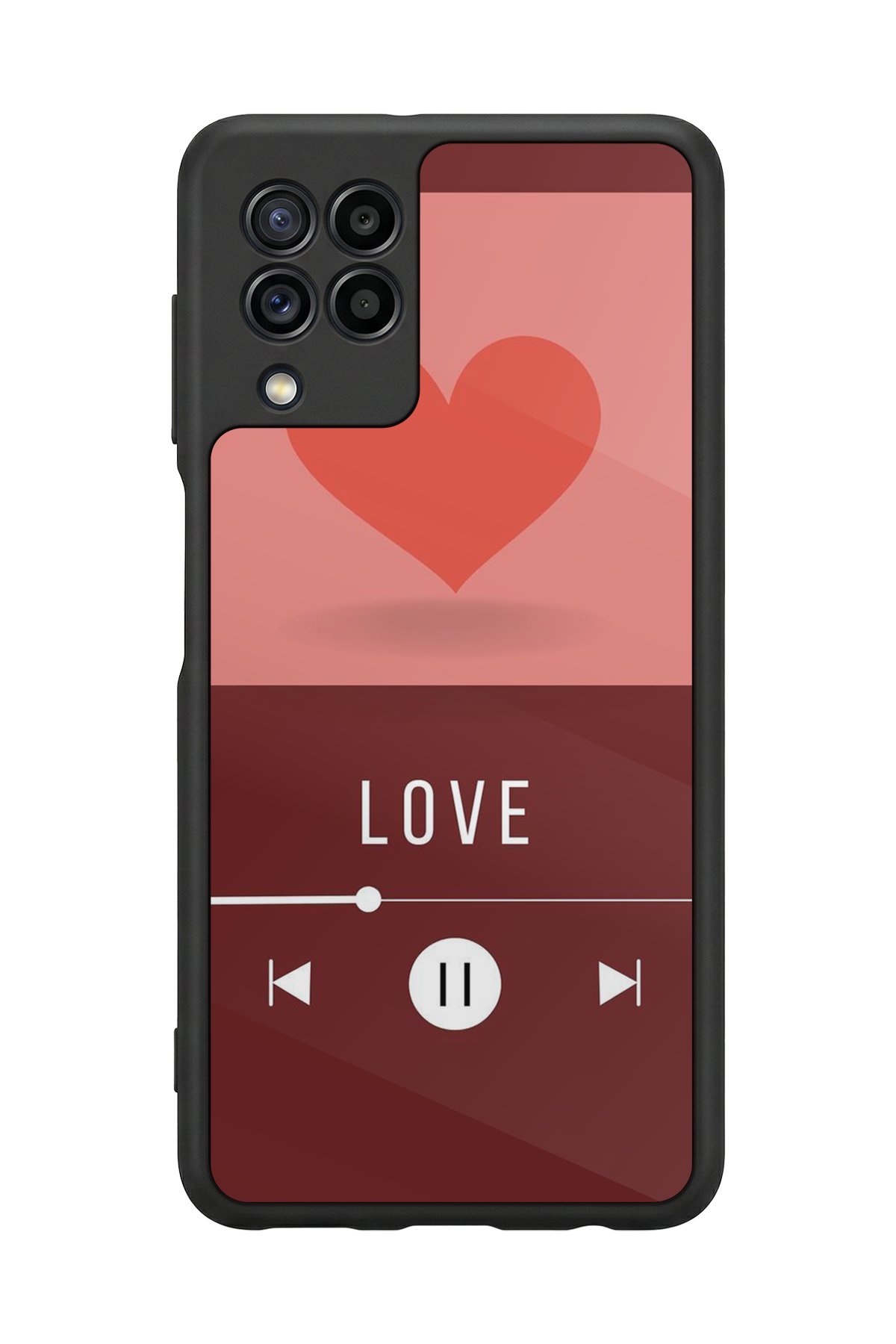 Samsung Galaxy M22 Uyumlu Kalp Love Tasarımlı Glossy Premium Kılıf
