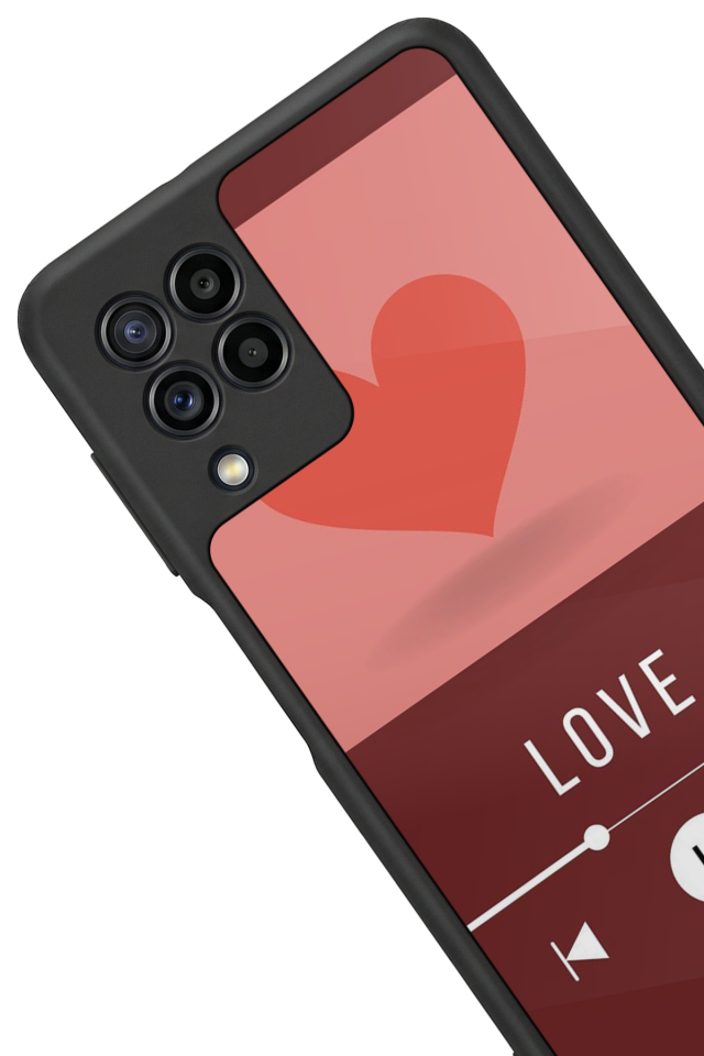 Samsung Galaxy M22 Uyumlu Kalp Love Tasarımlı Glossy Premium Kılıf