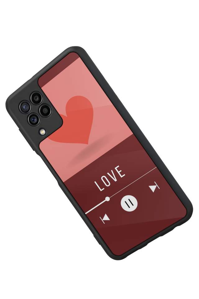 Samsung Galaxy M22 Uyumlu Kalp Love Tasarımlı Glossy Premium Kılıf