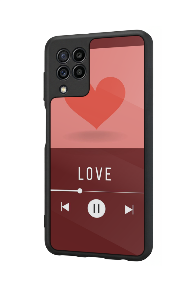 Samsung Galaxy M22 Uyumlu Kalp Love Tasarımlı Glossy Premium Kılıf