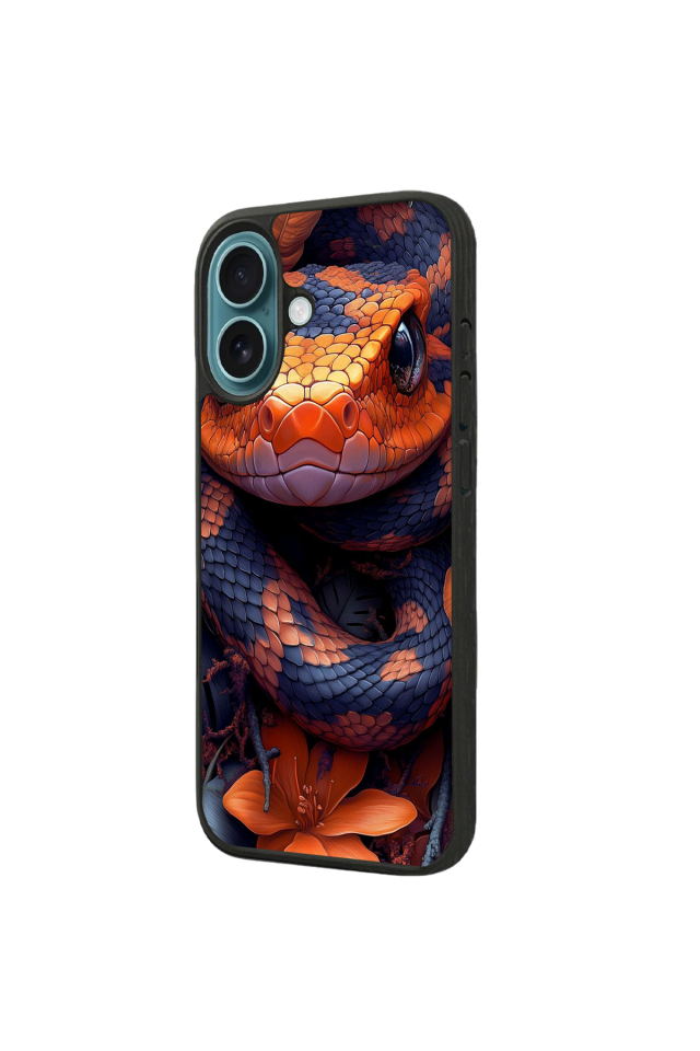 iPhone 16 Plus Uyumlu Yılan Tasarımlı Glossy Premium Kılıf
