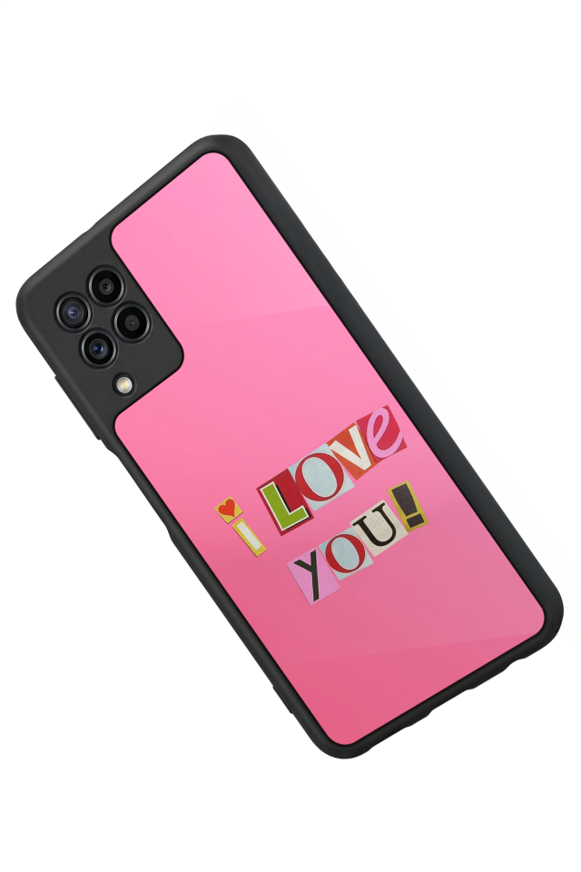 Samsung Galaxy M22 Uyumlu Kalp Love Tasarımlı Glossy Premium Kılıf