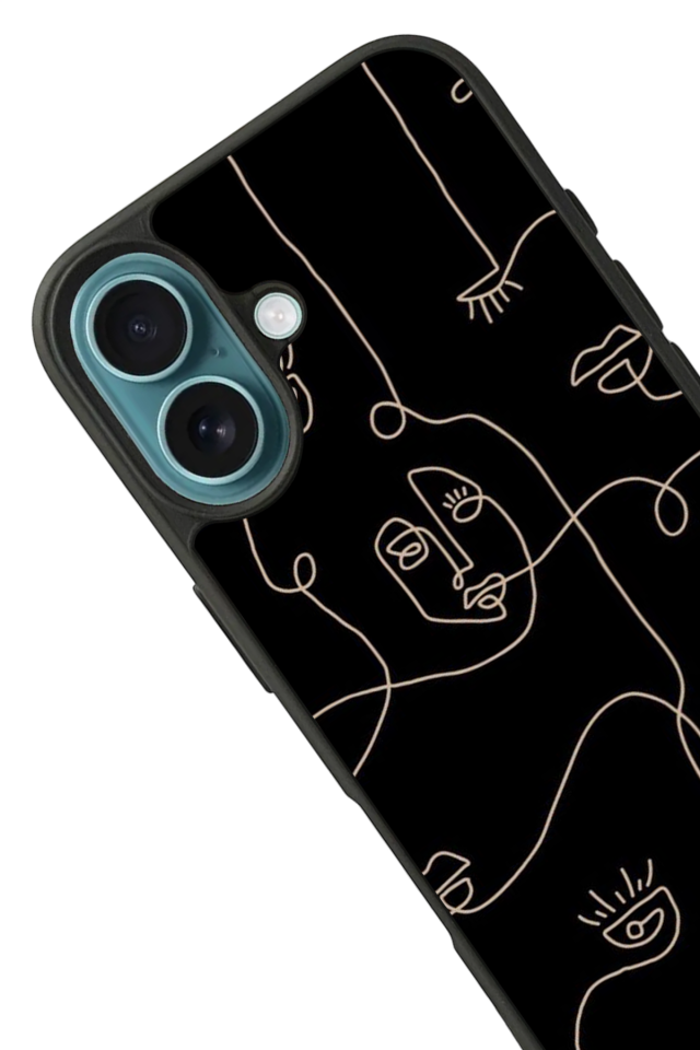 iPhone 16 Uyumlu Line Art Tasarımlı Glossy Premium Kılıf