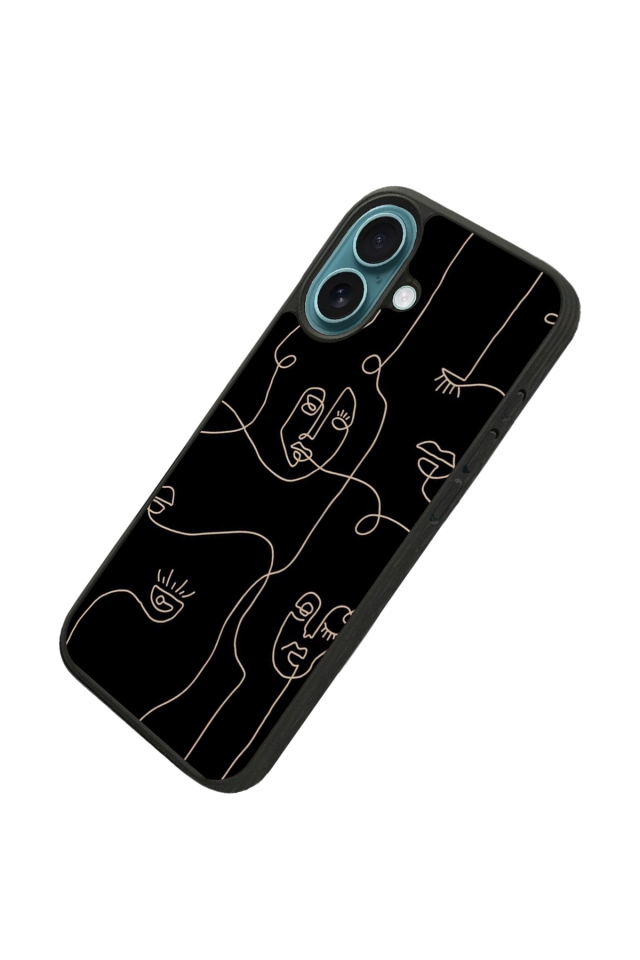 iPhone 16 Uyumlu Line Art Tasarımlı Glossy Premium Kılıf