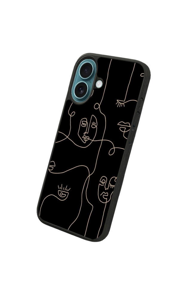 iPhone 16 Uyumlu Line Art Tasarımlı Glossy Premium Kılıf
