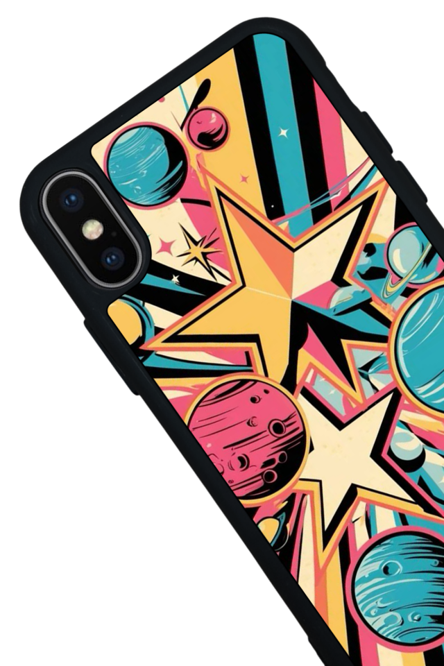 iPhone X/ XS Uyumlu Uzay Tasarımlı Glossy Premium Kılıf