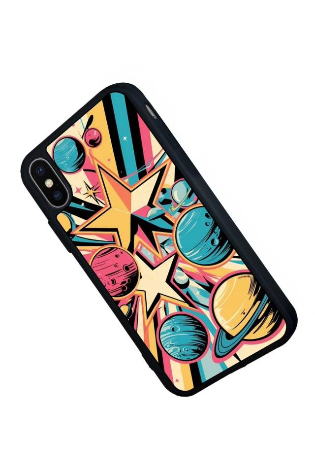 iPhone X/ XS Uyumlu Uzay Tasarımlı Glossy Premium Kılıf