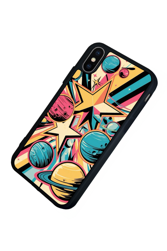 iPhone X/ XS Uyumlu Uzay Tasarımlı Glossy Premium Kılıf
