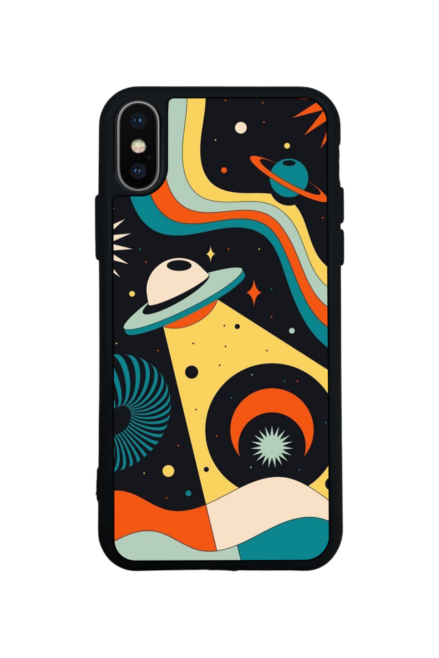iPhone X/ XS Uyumlu Uzay Tasarımlı Glossy Premium Kılıf