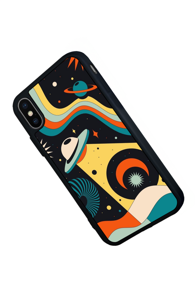 iPhone X/ XS Uyumlu Uzay Tasarımlı Glossy Premium Kılıf