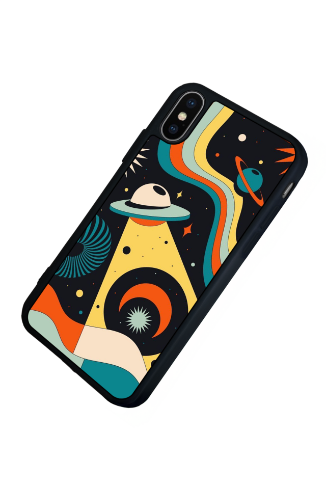 iPhone X/ XS Uyumlu Uzay Tasarımlı Glossy Premium Kılıf