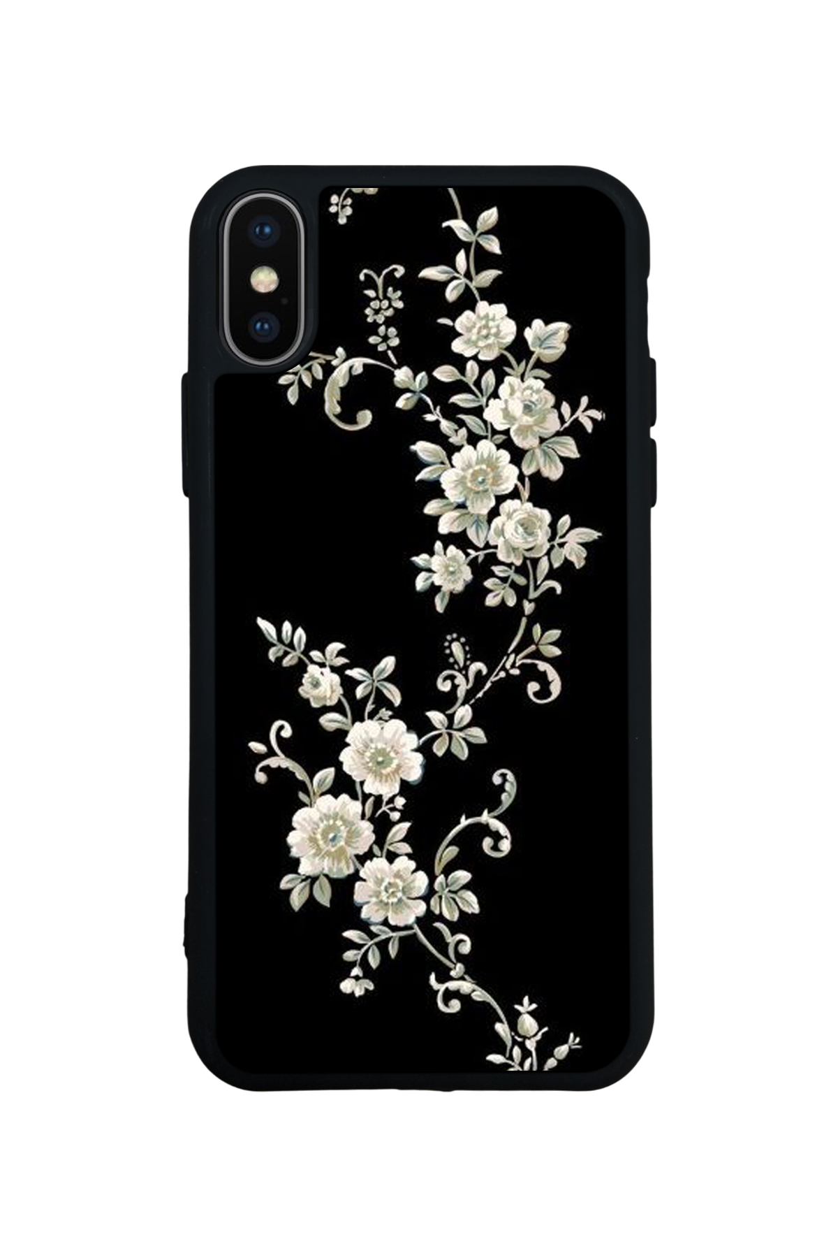 iPhone XS Max Uyumlu Yaldizli Cicek Tasarımlı Glossy Premium Kılıf
