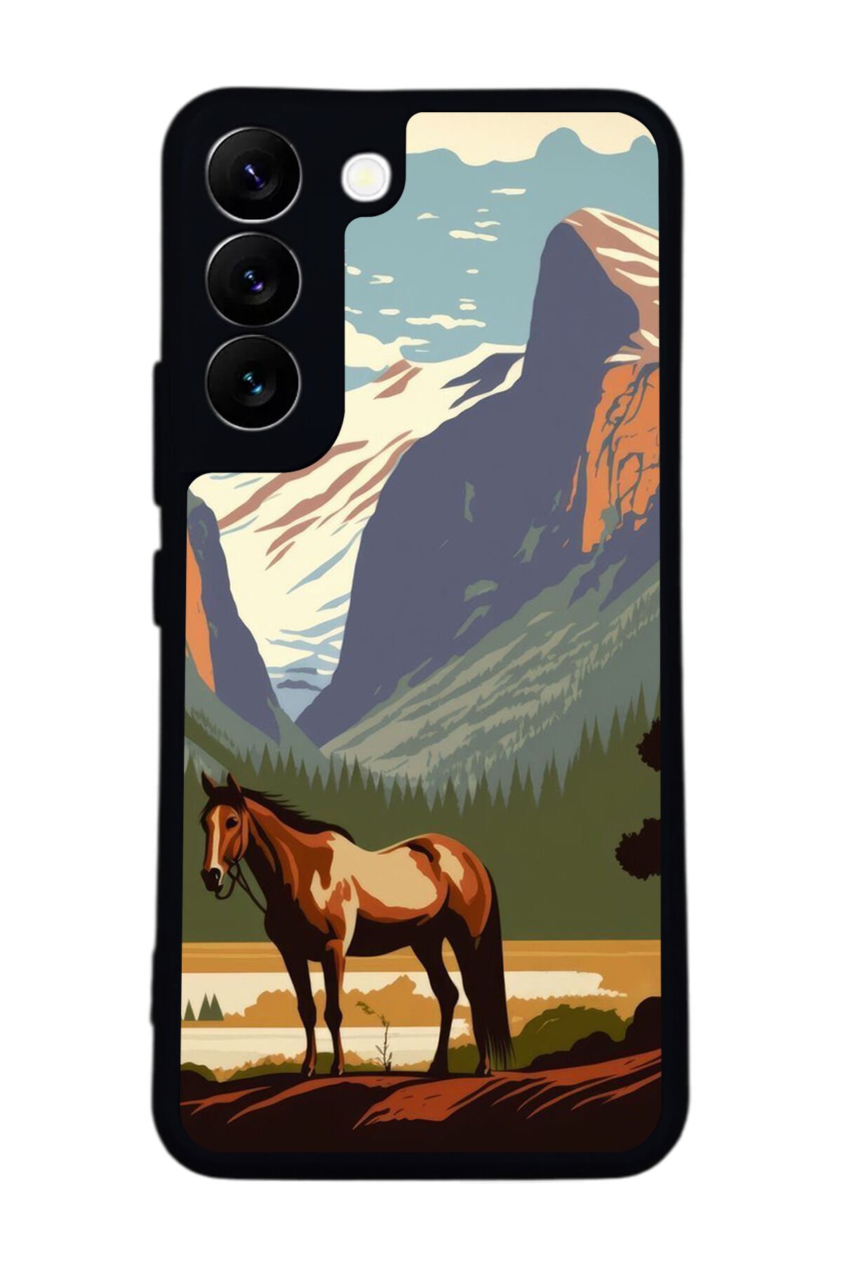 Samsung Galaxy S22 Uyumlu At Horse Tasarımlı Glossy Premium Kılıf