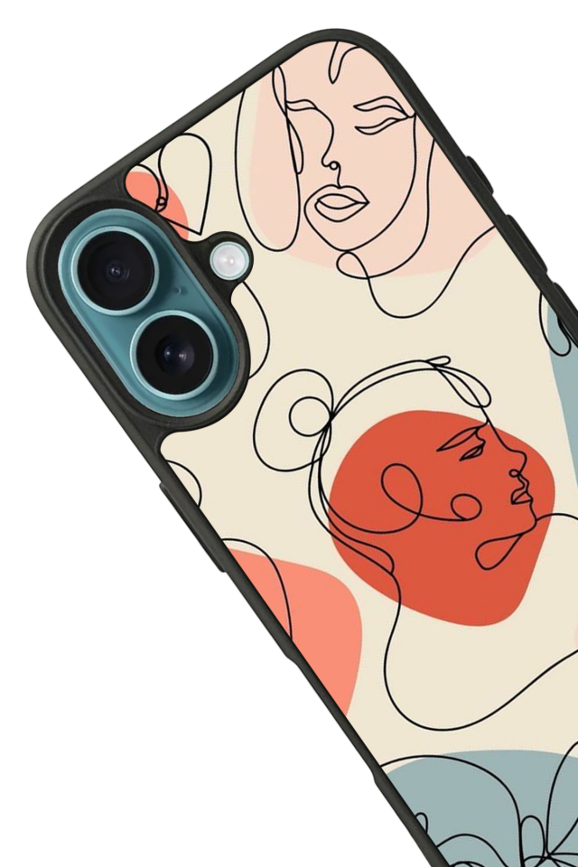 iPhone 16 Uyumlu Line Art Tasarımlı Glossy Premium Kılıf