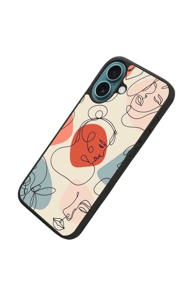 iPhone 16 Uyumlu Line Art Tasarımlı Glossy Premium Kılıf