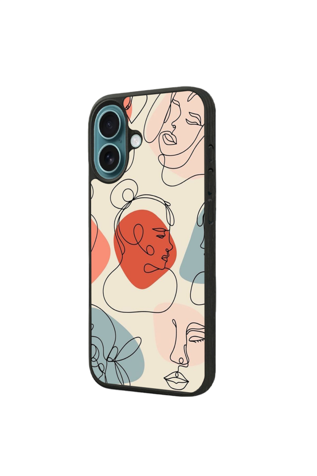 iPhone 16 Uyumlu Line Art Tasarımlı Glossy Premium Kılıf