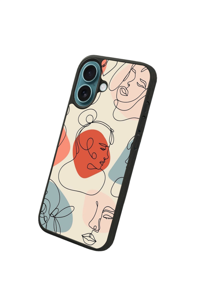 iPhone 16 Uyumlu Line Art Tasarımlı Glossy Premium Kılıf