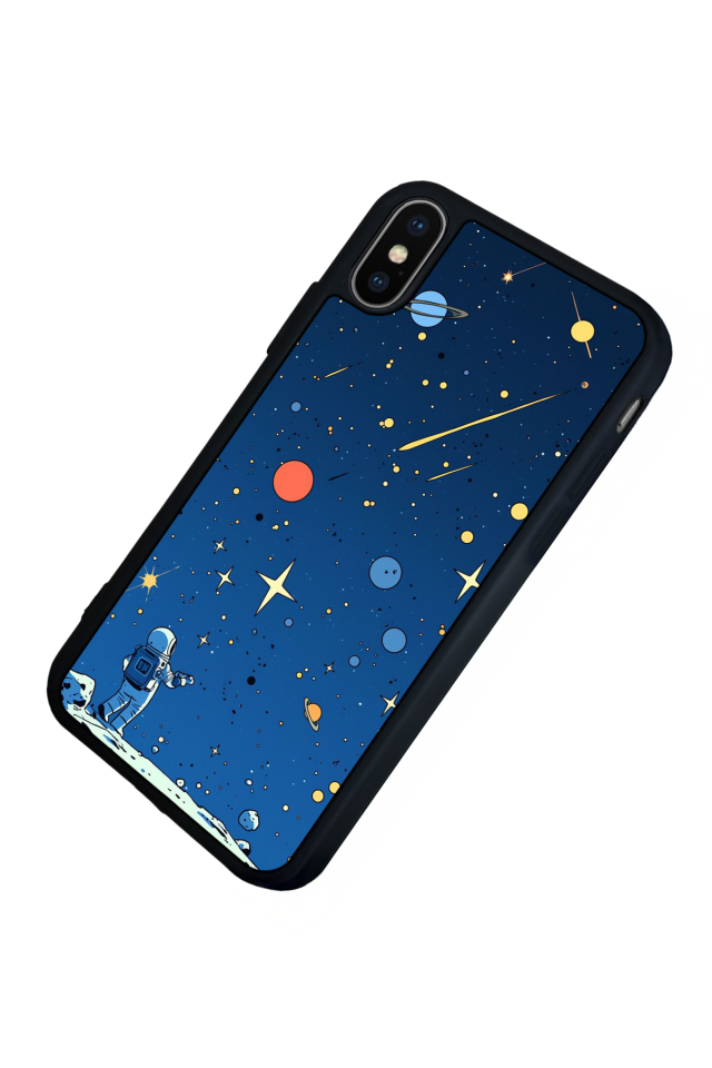 iPhone X/ XS Uyumlu Uzay Tasarımlı Glossy Premium Kılıf