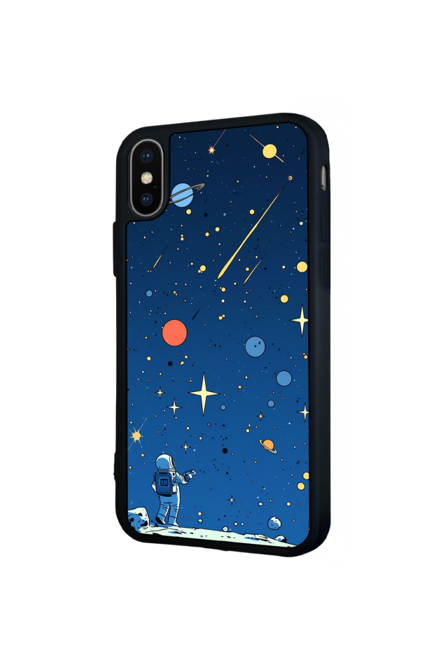 iPhone X/ XS Uyumlu Uzay Tasarımlı Glossy Premium Kılıf
