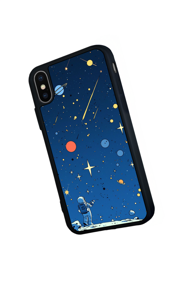 iPhone X/ XS Uyumlu Uzay Tasarımlı Glossy Premium Kılıf