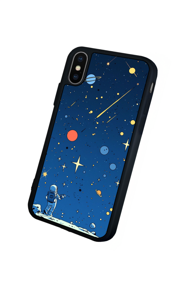 iPhone X/ XS Uyumlu Uzay Tasarımlı Glossy Premium Kılıf