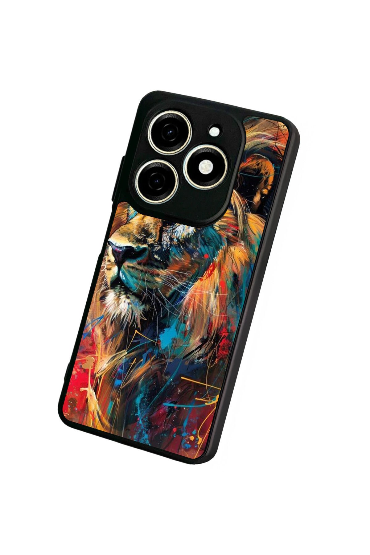 Tecno Spark 20/20C Uyumlu Aslan Tasarımlı Glossy Premium Kılıf