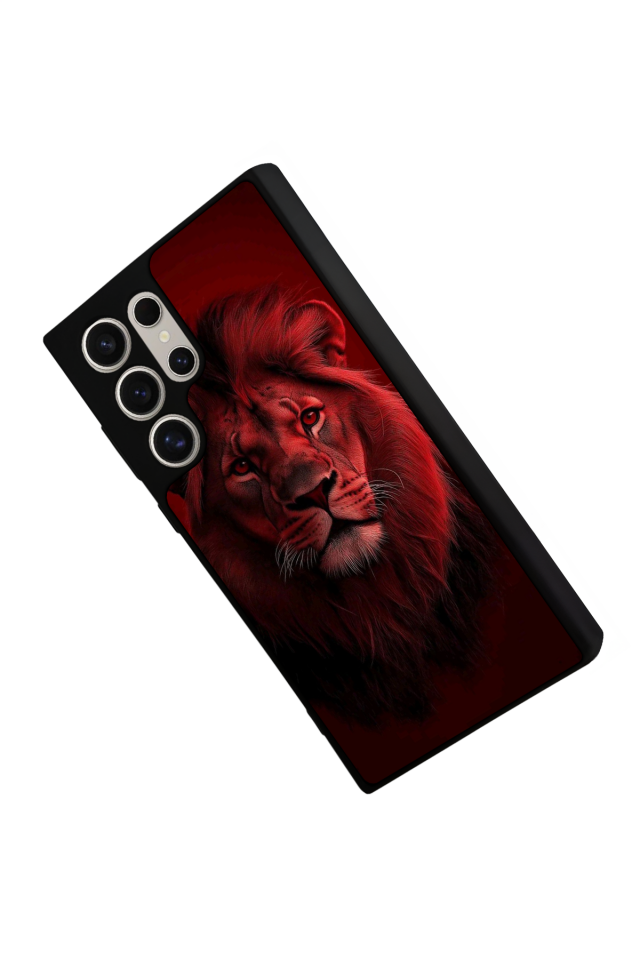 Samsung Galaxy S22 Ultra Uyumlu Aslan Tasarımlı Glossy Premium Kılıf