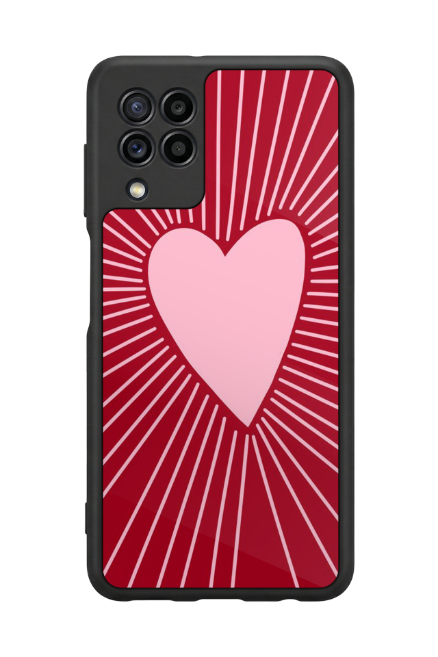 Samsung Galaxy M22 Uyumlu Kalp Love Tasarımlı Glossy Premium Kılıf