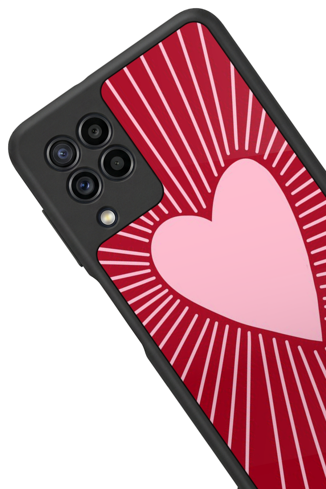 Samsung Galaxy M22 Uyumlu Kalp Love Tasarımlı Glossy Premium Kılıf