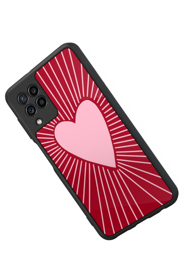 Samsung Galaxy M22 Uyumlu Kalp Love Tasarımlı Glossy Premium Kılıf