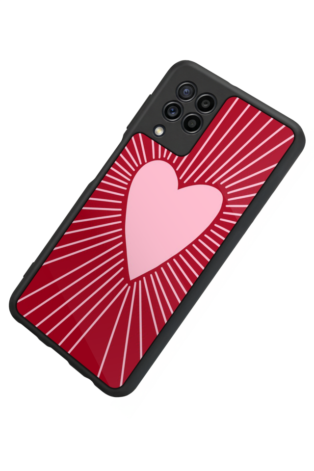 Samsung Galaxy M22 Uyumlu Kalp Love Tasarımlı Glossy Premium Kılıf