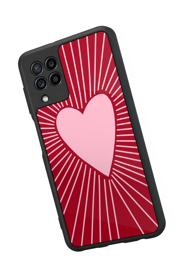 Samsung Galaxy M22 Uyumlu Kalp Love Tasarımlı Glossy Premium Kılıf