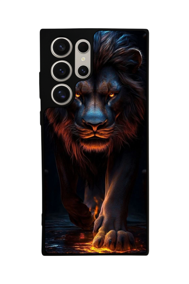 Samsung Galaxy S22 Ultra Uyumlu Aslan Tasarımlı Glossy Premium Kılıf