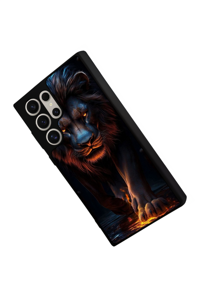 Samsung Galaxy S22 Ultra Uyumlu Aslan Tasarımlı Glossy Premium Kılıf