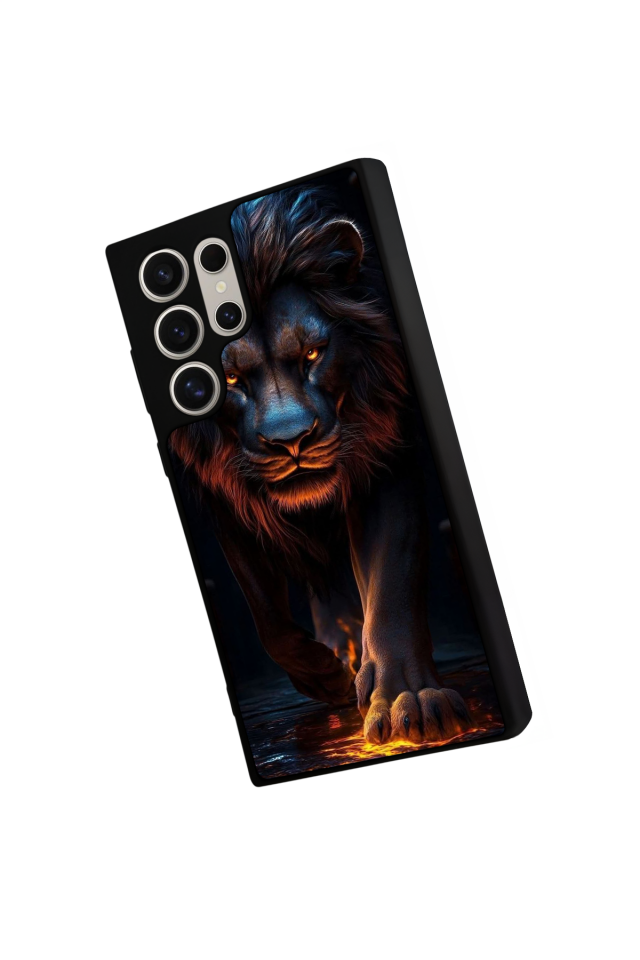 Samsung Galaxy S22 Ultra Uyumlu Aslan Tasarımlı Glossy Premium Kılıf